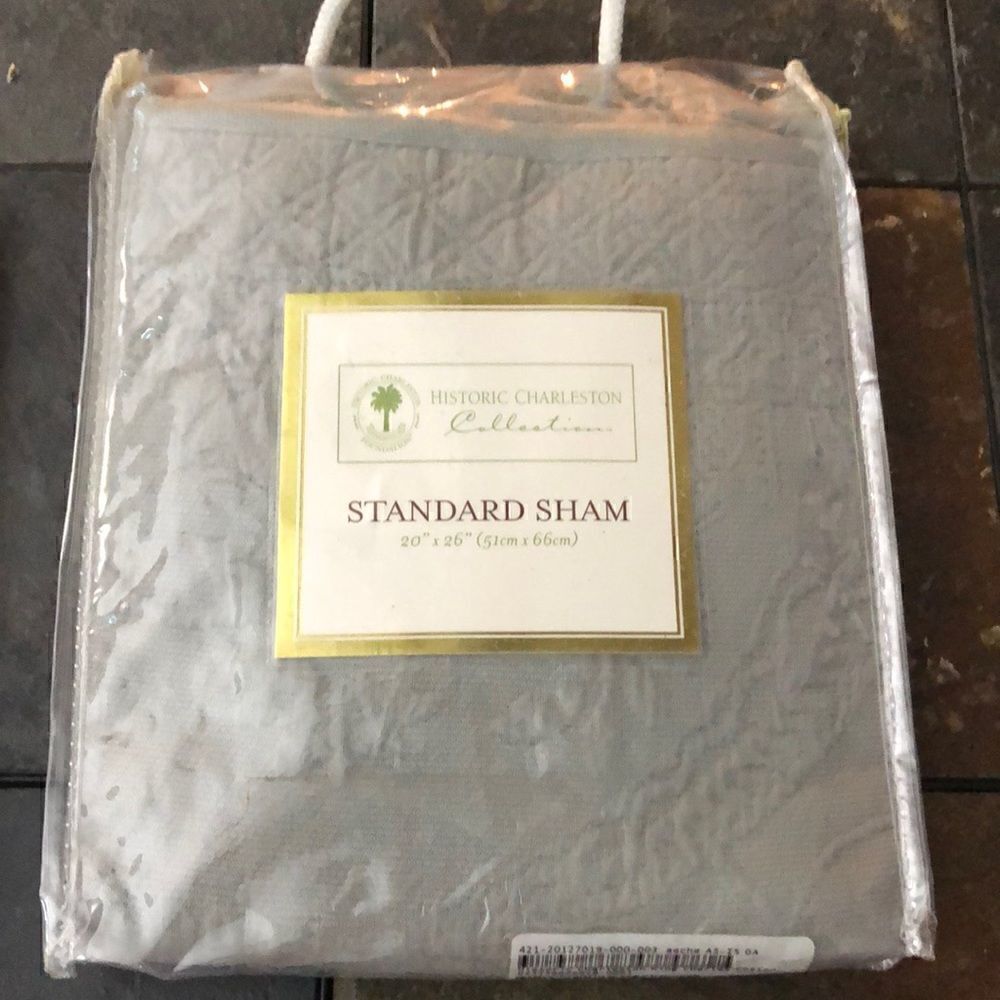 Historic Charleston King Charles standard sham 20x26 grey cotton